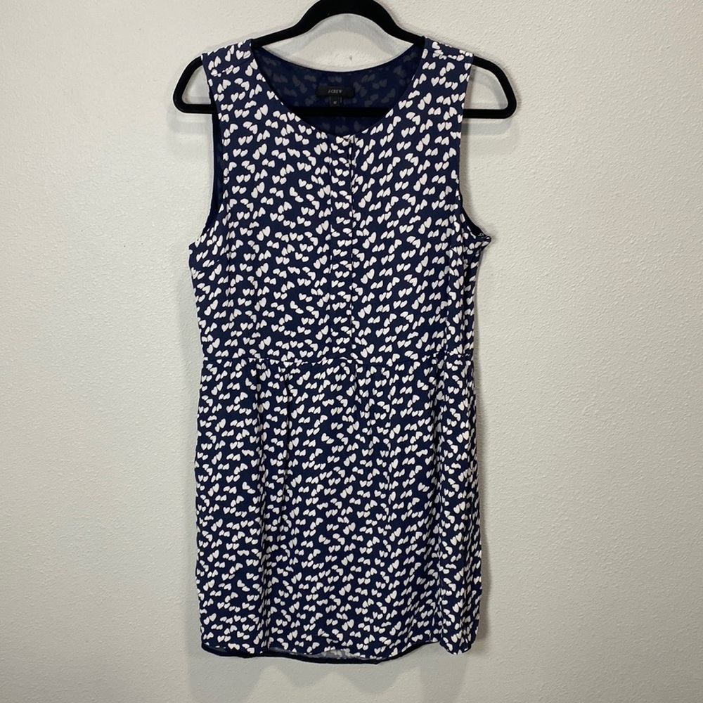 J crew half placket dress scattered hearts sleeveless‎